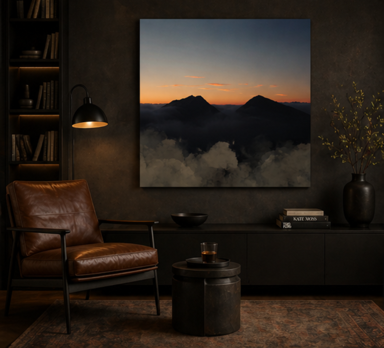 Sunset Mountain Canvas Print — Misty Peaks Wall Art