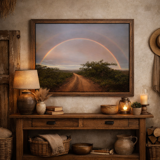 Canvas Wall Art — "Road Beneath the Rainbow" Framed Matte Print