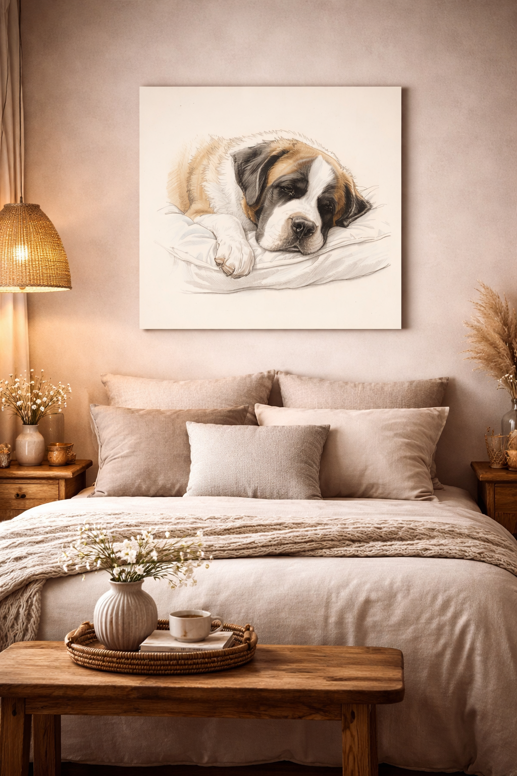 St. Bernard Sleeping Portrait Matte Canvas — Stretched 1.25"