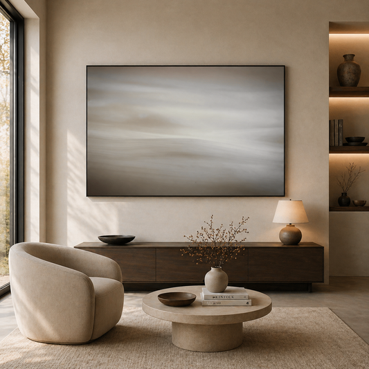 Neutral Abstract Seascape Canvas Print — Matte Stretched 1.25"