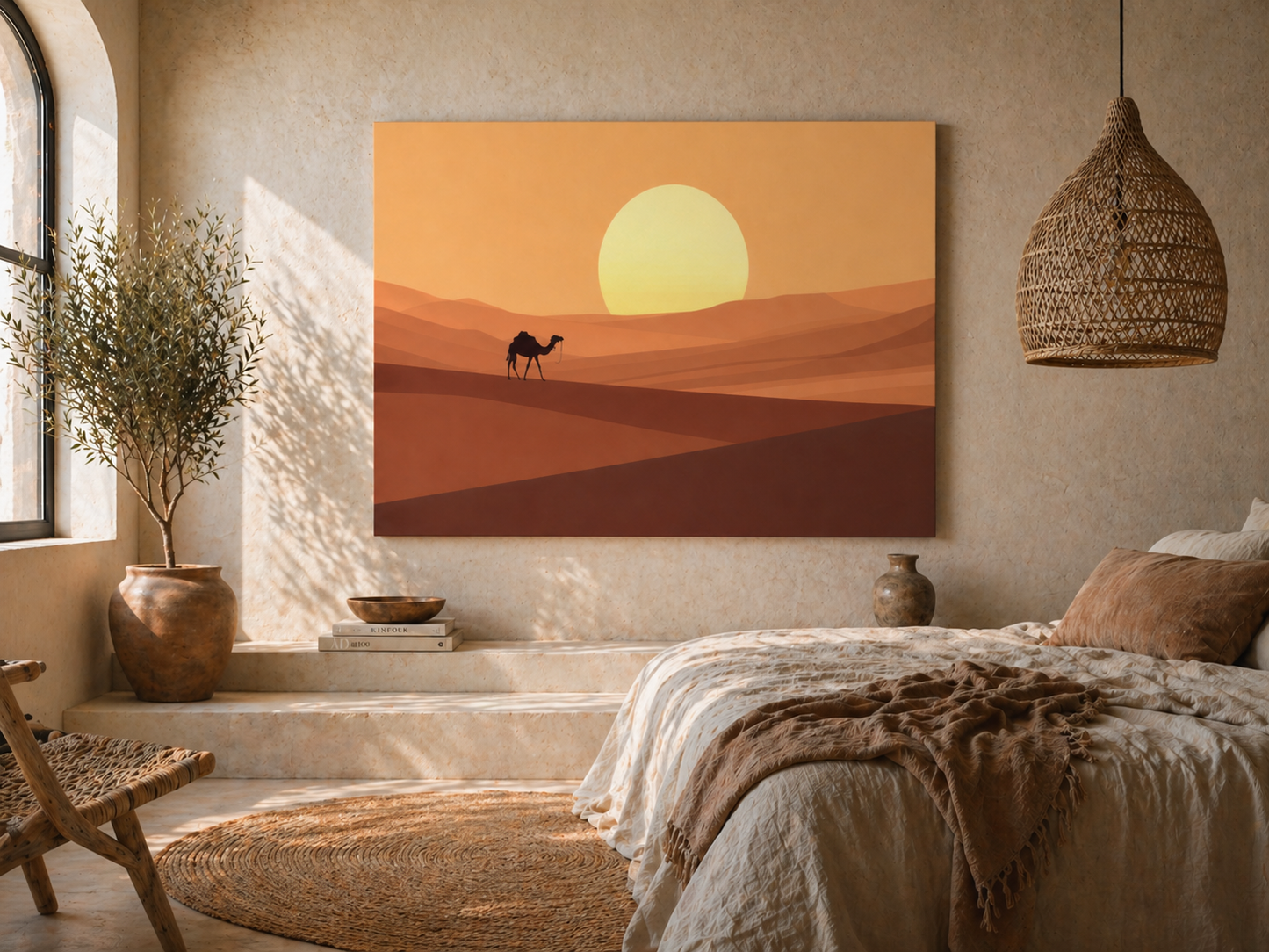 Moonlit Desert Camel Canvas Print — Matte Stretched Wall Art