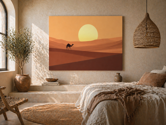 Moonlit Desert Camel Canvas Print — Matte Stretched Wall Art