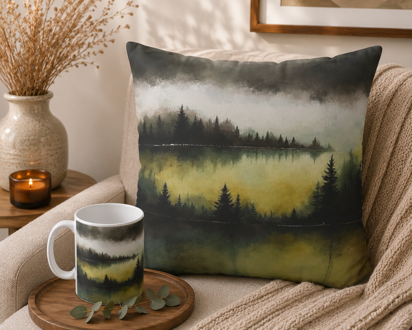 Misty Forest Decorative Pillowcase