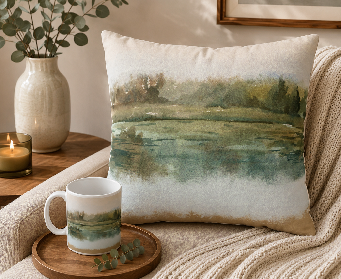 Misty Wetland at Dawn Pillowcase