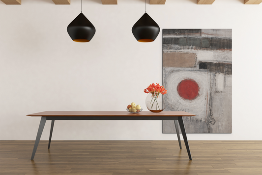 Abstract Red Circle Matte Canvas Wall Art — Modern Minimalist Stretched Canvas