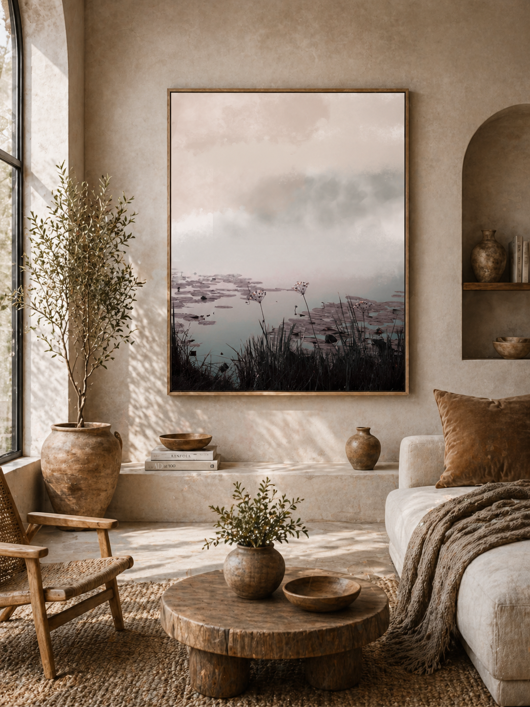 Serene Mist Pond Matte Canvas Wall Art — Stretched 1.25"