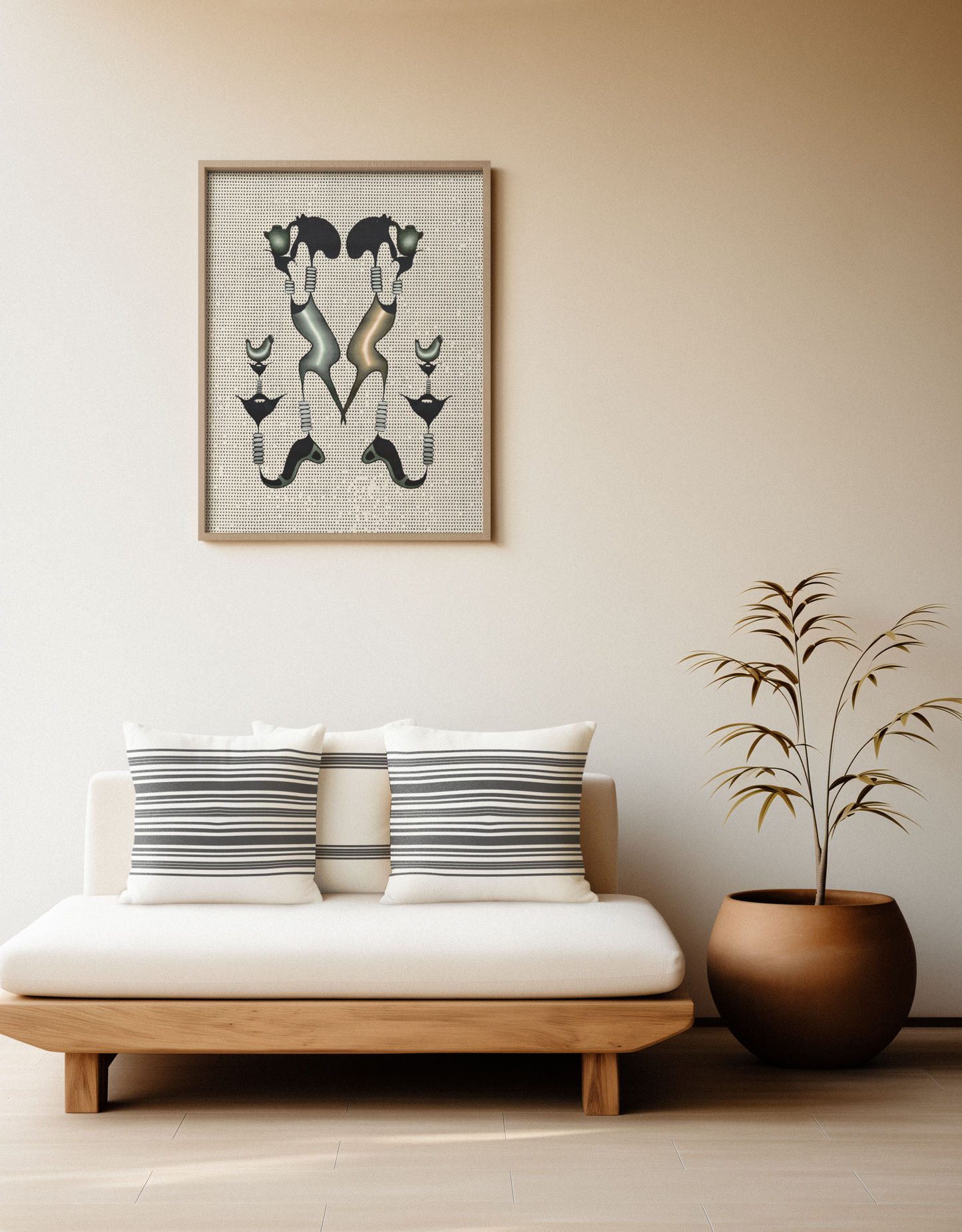 Striped Black & White Square Throw Pillow — Modern Minimalist Accent Cushion