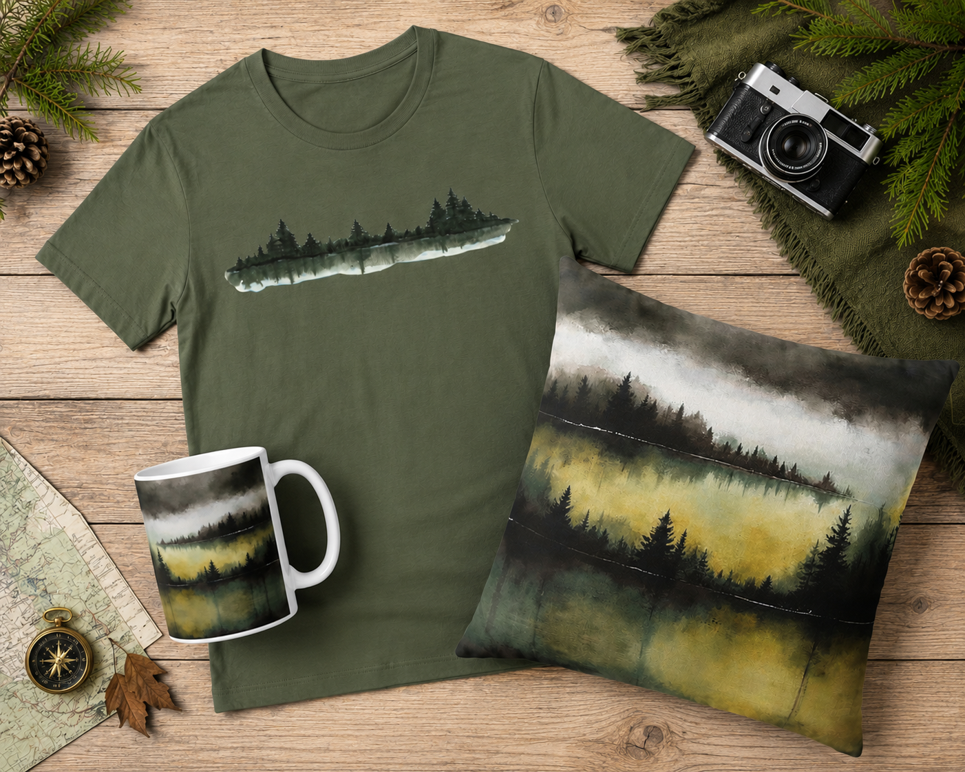 Misty Forest Lake Tee T-Shirt