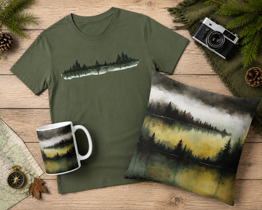 Misty Forest Lake Tee T-Shirt