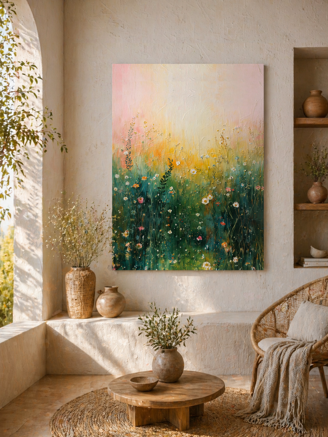 Sunlit Wildflower Meadow Matte Canvas Print
